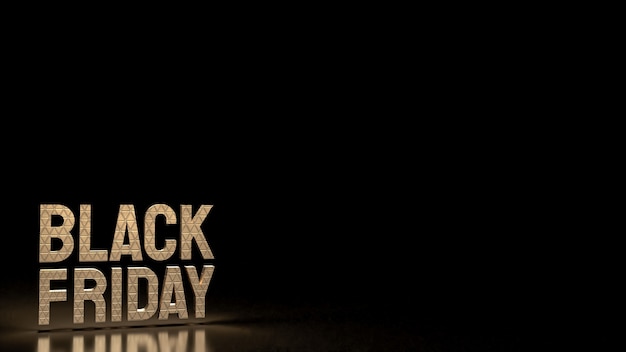 Photo le texte d'or du black friday pour le rendu 3d du concept d'achat d'offre ou de promotion