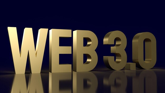 Le texte d'or du Web 3.0 sur le rendu 3d de fond d'affaires