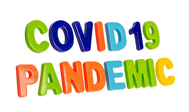 Texte pandémique de coronavirus COVID19 PANDÉMIE sur fond blanc Pandémie mondiale COVID19