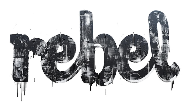 Texte rebelle urbain avec influence d'art de rue en noir et blanc