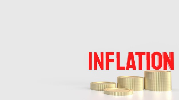 Le texte rouge de l'inflation et les pièces pour le concept d'affaires 3D