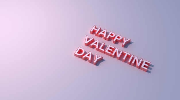 texte de la saint-valentin heureuse couleur rose sur fond gris rendu d'illustration 3d. notion de vacances