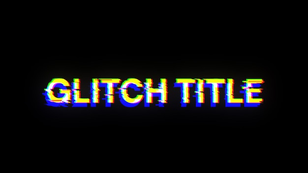 Texte de titre de glitch de rendu 3D avec effets d'écran de glitches technologiques