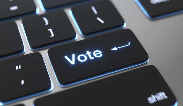 Texte de vote écrit sur le bouton du clavier