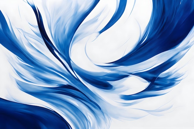 Texture abstraite avec des coups de pinceau audacieux d'image de fond bleu et blanc générative par Ai