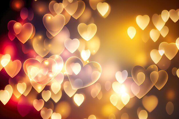 Texture abstraite de la lumière en forme de coeur bokeh Love Valentine day concept Sparkling light background