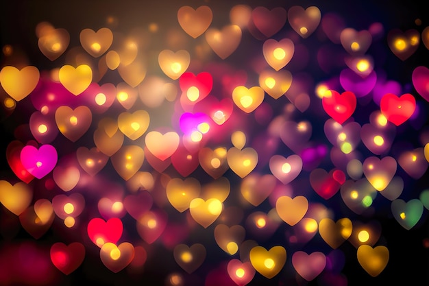 Texture abstraite de la lumière en forme de coeur bokeh Love Valentine day concept Sparkling light background