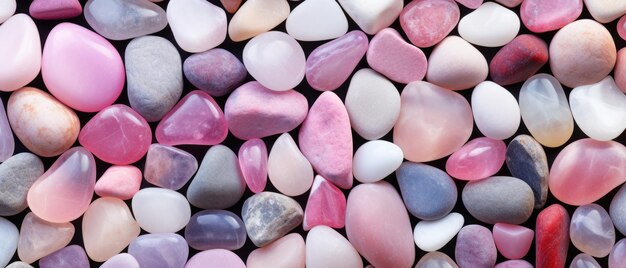 Photo une texture abstraite mettant en vedette une collection de cailloux et de pierres colorées et polies
