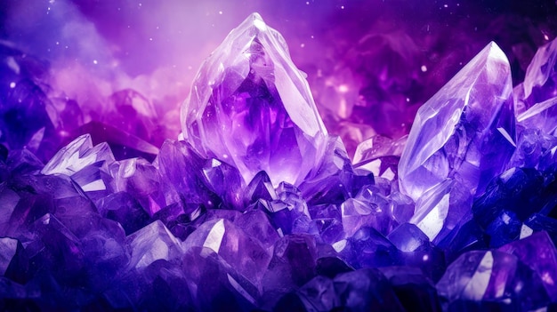 Texture abstraite de pierres précieuses violettes avec effet de lumière pour l'alchimie ou le modèle Wiccan