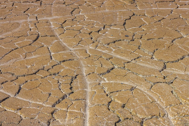 Texture abstraite de terre brûlée craquelée séchée. Réchauffement climatique et pénurie d'eau sur le concept de la planète. Surface de la terre brune solidifiée pour l'arrière-plan ou la conception graphique.