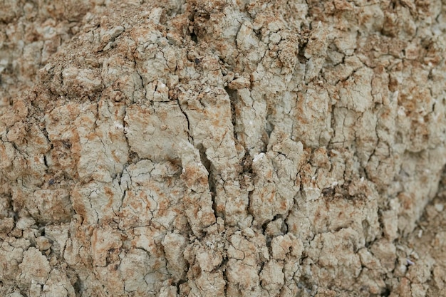 Texture d'argile sèche et de terre en gros plan