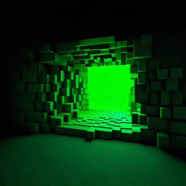 Texture d'art voxel ou fond de mur texturé grunge vert