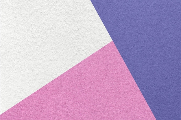 Texture de l'artisanat blanc lilas et teinte violette couleur papier d'arrière-plan macro Structure de carton rose abstrait vintage avec forme géométrique et gradient Fond de feutre en gros plan