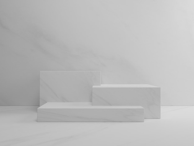 Texture blanche du podium minimal dans le rendu 3d de la toile de fond du produit mural