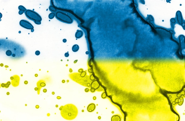 Texture bleu-jaune Abstraction des taches Fumée et bulles Fond tendance