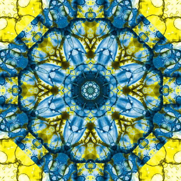 Texture bleu-jaune Abstraction des taches Fumée et bulles