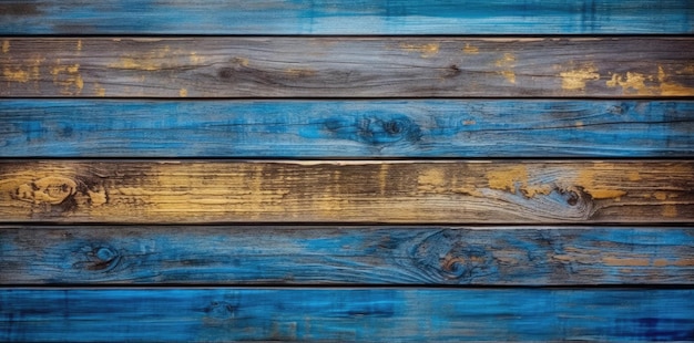 Texture bois bleu et jaune avec un fond en bois.