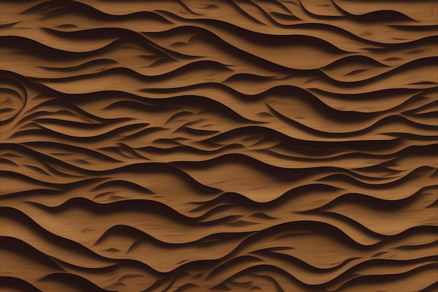 Une texture de bois brun avec des lignes ondulées et des courbes