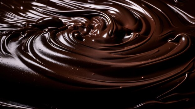 La texture brillante d'un dessert à la ganache au chocolat générée par l'IA