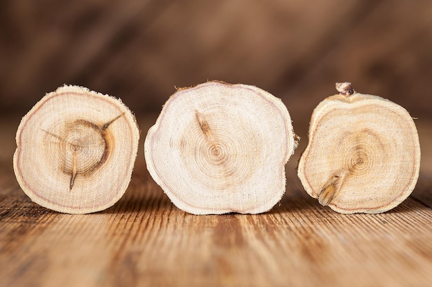 Texture des bûches de bois de section transversale. Motif de fond de souche d'arbre de genévrier. Coupe transversale de tranche de bois de genévrier de cercles avec des anneaux d'arbre qui montrent l'histoire organique de l'âge.