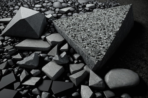 Texture de ciment gris naturel et de béton avec pierre noire