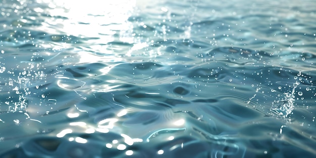 Texture claire et calme de la surface de l'eau avec un fond éclaboussé Ai généré