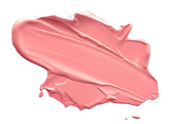 Texture cosmétique de beauté de corail d'isolement sur le frottis de crème d'émulsion de maquillage taché de fond ou de fo...