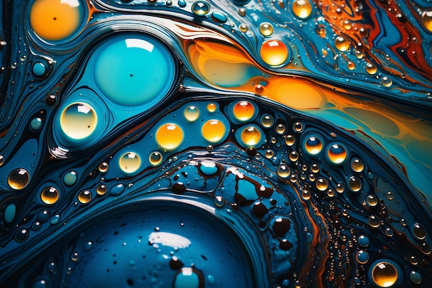 texture de couleur huile fluide goutte bulles abstrait