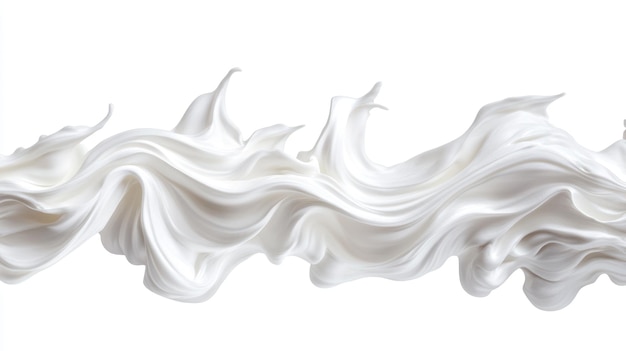 Texture de crème blanche tourbillonnante isolée sur fond blanc