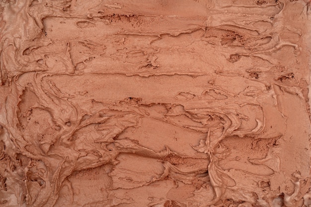 Texture de crème glacée au chocolat. Vue de dessus. Délicieuse friandise fraîche.