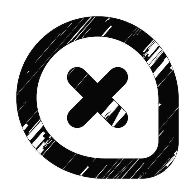 Texture diagonale en noir et blanc de l'icône de commentaire xmark
