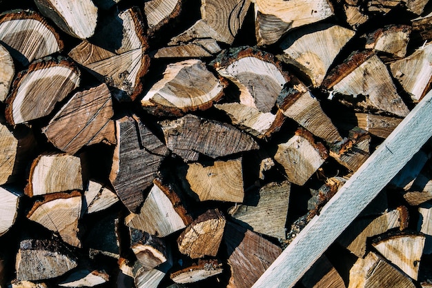 La texture du gros plan du bois de chauffage