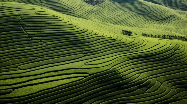 Texture du jardin de thé écologique vue de haut