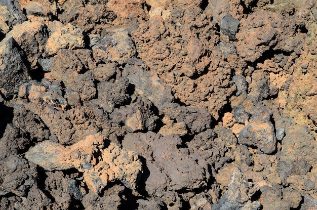 Texture du sol de pierres volcaniques noires à Lanzarote