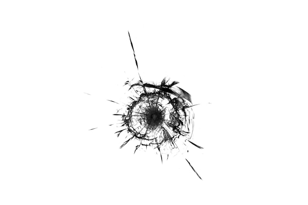 La texture du verre brisé. Trou de balle