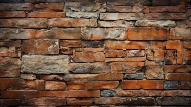 Texture du vieux mur de brique orange foncé macro abstrait pierre rouge arrière-plan vintage