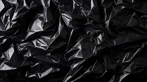 La texture dynamique de l'enveloppe en plastique froissée Un fond noir intrigant