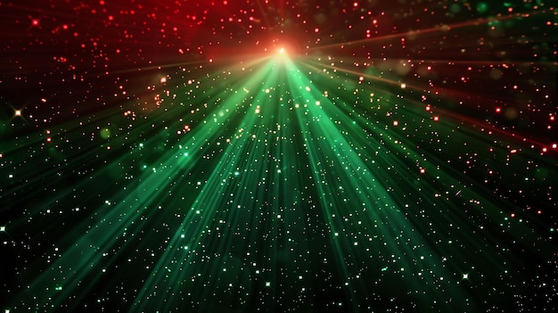 Texture Festive Des rayons de Noël lumineux avec des lumières de Noël et un collage d'arrière-plan FX avec effet Gr rouge