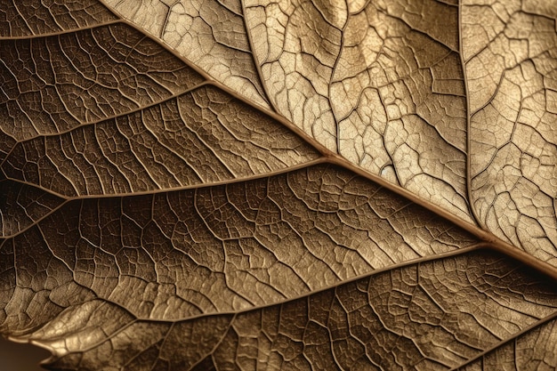 Texture de feuille d'or avec des veines naturelles et des détails complexes sur un fond neutre