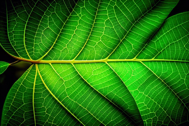 Texture de feuille verte macro IA générative IA générative