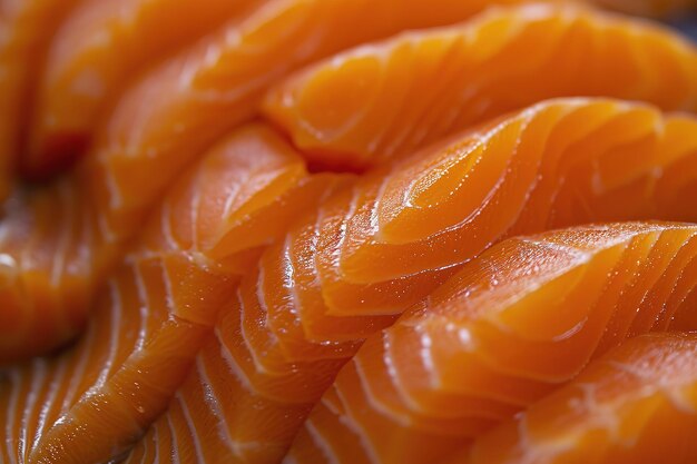 Texture de filet de saumon tranché en gros plan détaillé