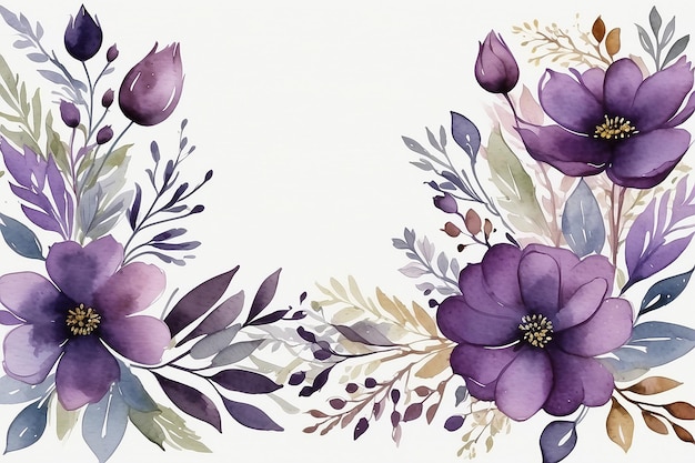 Texture florale en aquarelle avec des détails violets