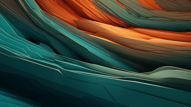 Texture de fond abstraite d'ondes 3D teal et orange