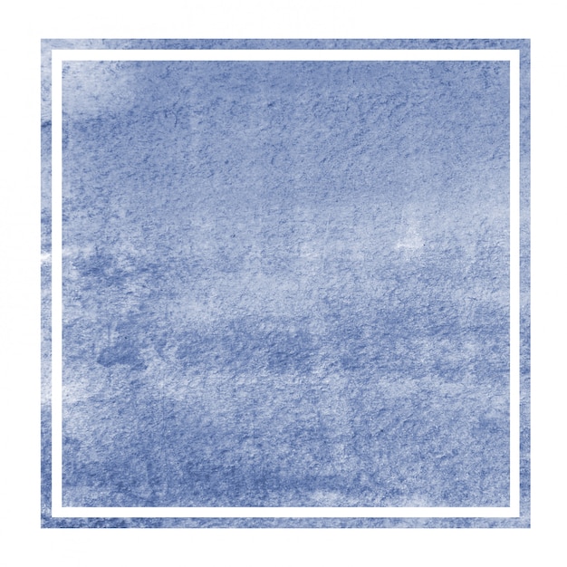 Texture de fond de cadre rectangulaire aquarelle dessiné main bleu foncé avec des taches