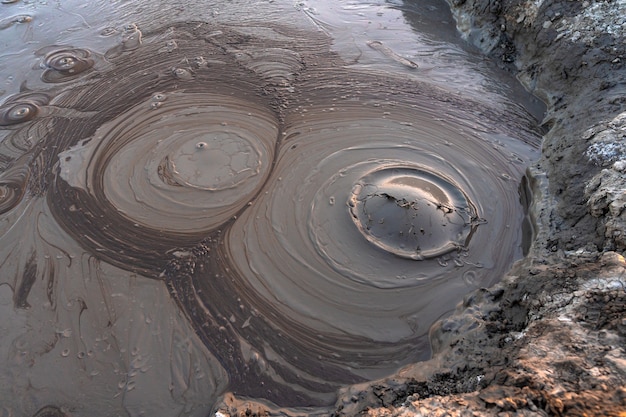 Texture de fond de cratère de volcan de boue