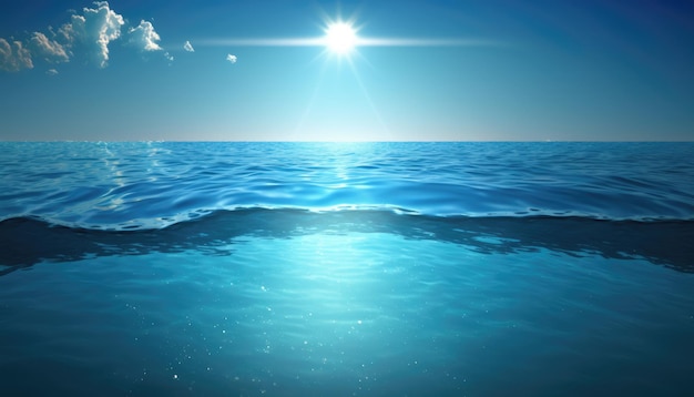 Texture de fond de l'eau de mer bleue soleil mer vague ciel bleu vue sous-marine fond de vague de l'océan