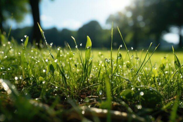 Texture de fond IA générative du champ d'herbe