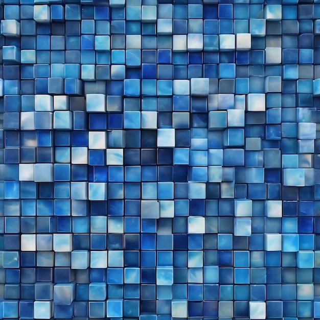 Photo texture de fond de mosaïque bleue abstraite panoramique ai image générée