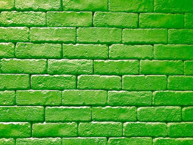 Texture de fond panoramique de mur de brique vert large. Décor de maison et de bureau