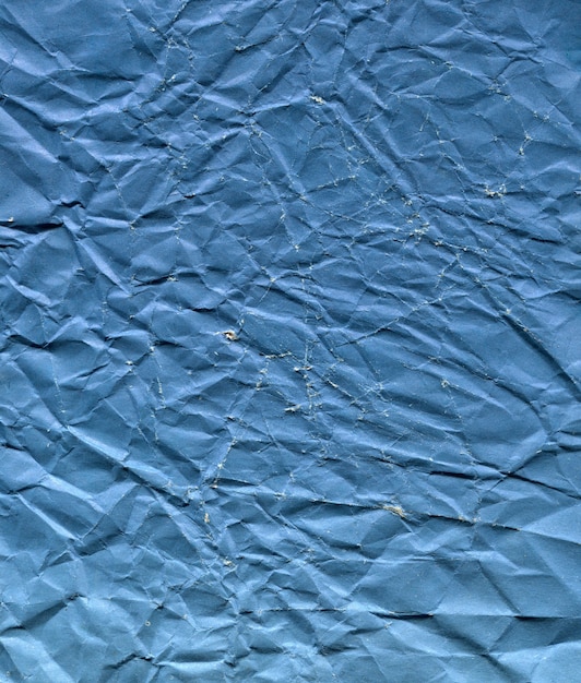 Texture de fond de papier bleu froissé